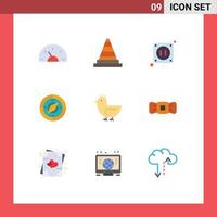 Set of 9 Modern UI Icons Symbols Signs for goose location tools compass navigation Editable Vector Design Elements