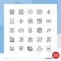 Pack of 25 creative Lines of and marketing pie launching space Editable Vector Design Elements