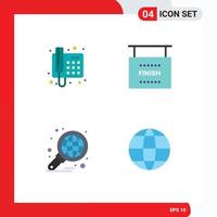 4 Universal Flat Icons Set for Web and Mobile Applications contact business call game graph Editable Vector Design Elements