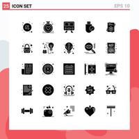 User Interface Pack of 25 Basic Solid Glyphs of seeds hardware maps devices computers Editable Vector Design Elements