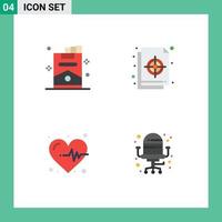 4 Flat Icon concept for Websites Mobile and Apps cigar medical party palette heartbeat Editable Vector Design Elements