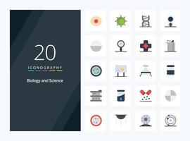 20 Biology Flat Color icon for presentation vector