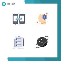 4 Universal Flat Icon Signs Symbols of connection expertise mobile mind check Editable Vector Design Elements