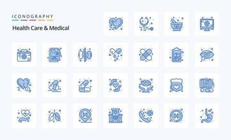 25 Health Care And Medical Blue icon pack vector