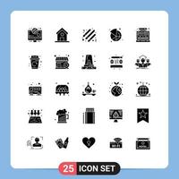 Modern Set of 25 Solid Glyphs Pictograph of hosting analysis night share market Editable Vector Design Elements