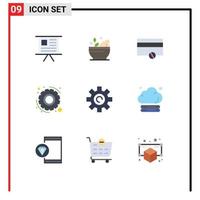 Group of 9 Modern Flat Colors Set for setting gear soup settings gear Editable Vector Design Elements