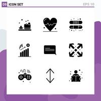 Pictogram Set of 9 Simple Solid Glyphs of arrows communication bandage chat marketing Editable Vector Design Elements