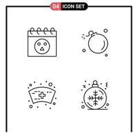 Universal Icon Symbols Group of 4 Modern Filledline Flat Colors of calendar medical bomb meteor ball Editable Vector Design Elements