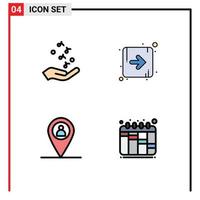 4 Creative Icons Modern Signs and Symbols of fist map rock direction iteration Editable Vector Design Elements