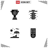 Modern Set of 4 Solid Glyphs and symbols such as award umbrella marketing traffic control Editable Vector Design Elements