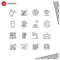 16 Thematic Vector Outlines and Editable Symbols of phone car paper personal card Editable Vector Design Elements