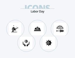 paquete de iconos de glifos del día del trabajo 5 diseño de iconos. gorra dura. gorra . girar . vehículo vector