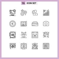 Set of 16 Modern UI Icons Symbols Signs for invest timing spring time personal Editable Vector Design Elements