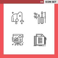 Set of 4 Commercial Filledline Flat Colors pack for cleaning chart vacuum engineering sales Editable Vector Design Elements