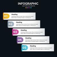 Diagrama de infografía de 5 opciones Informe anual Diseño web Concepto de negocio Pasos o procesos vector