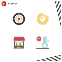 Group of 4 Flat Icons Signs and Symbols for christmas storehouse shield sweets climate Editable Vector Design Elements