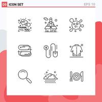 Pictogram Set of 9 Simple Outlines of marketing mouse atom payment address Editable Vector Design Elements