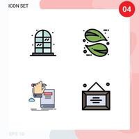 Pictogram Set of 4 Simple Filledline Flat Colors of home learning eco plant growth Editable Vector Design Elements