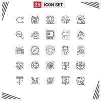 Group of 25 Lines Signs and Symbols for house location gift support setting Editable Vector Design Elements