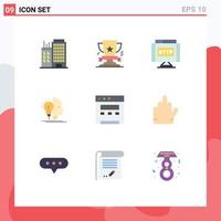 grupo de 9 signos y símbolos de colores planos para que el navegador cree elementos de diseño de vectores editables de enlace mental de premio