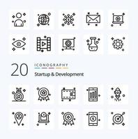 20 Startup And Develepment Line icon Pack like laptop map cell location space vector