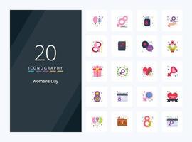 20 icono de color plano del día de la mujer para la presentación vector