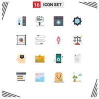 Pictogram Set of 16 Simple Flat Colors of audio paper furniture document tether Editable Pack of Creative Vector Design Elements