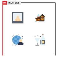 4 Flat Icon concept for Websites Mobile and Apps photo internet house businessman wine Editable Vector Design Elements