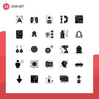 Universal Icon Symbols Group of 25 Modern Solid Glyphs of plan international black global star Editable Vector Design Elements