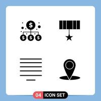 Pack of 4 Modern Solid Glyphs Signs and Symbols for Web Print Media such as money center money badge location Editable Vector Design Elements