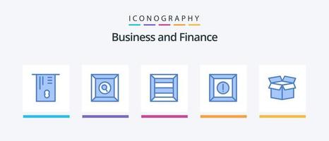 paquete de iconos de finanzas azul 5 que incluye . producto. producto. caja. diseño de iconos creativos vector