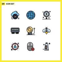 Modern Set of 9 Filledline Flat Colors Pictograph of train passenger global search laboratory Editable Vector Design Elements