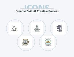 habilidades creativas y diseño de iconos llenos de línea de proceso creativo paquete de iconos 5. controlar. pericia. idea. proceso. imaginar vector