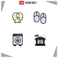 4 Thematic Vector Filledline Flat Colors and Editable Symbols of business automation resources holiday devices Editable Vector Design Elements
