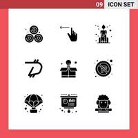 9 Thematic Vector Solid Glyphs and Editable Symbols of no bulb china education crypto Editable Vector Design Elements