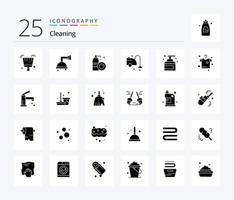 Cleaning 25 Solid Glyph icon pack including product. house. cleaning. cleaning. cleaning vector