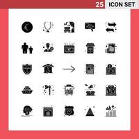 Pictogram Set of 25 Simple Solid Glyphs of arrows search wedding information analytics Editable Vector Design Elements