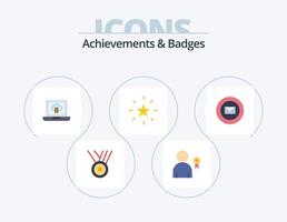 logros e insignias paquete de iconos planos 5 diseño de iconos. afilado. correo. logros estrella. favorito vector