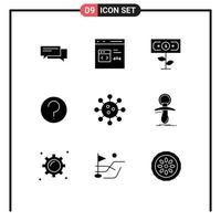 Pictogram Set of 9 Simple Solid Glyphs of help growth browser plant dollar Editable Vector Design Elements