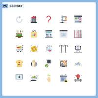 Flat Color Pack of 25 Universal Symbols of internet reform question market finance Editable Vector Design Elements