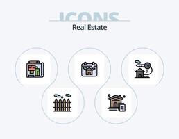 paquete de iconos llenos de línea inmobiliaria 5 diseño de iconos. habitación . casa . casa. casa vector