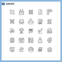 Group of 25 Lines Signs and Symbols for safety belt film interface data Editable Vector Design Elements