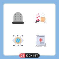 Set of 4 Commercial Flat Icons pack for sewing manager cup loving vision Editable Vector Design Elements