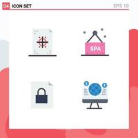 4 Universal Flat Icons Set for Web and Mobile Applications coding file paper spa website Editable Vector Design Elements