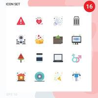 Group of 16 Flat Colors Signs and Symbols for bulb brain badminton user interface Editable Pack of Creative Vector Design Elements