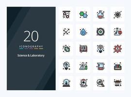 20 Science line Filled icon for presentation vector