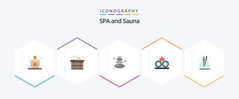 Sauna 25 Flat icon pack including . . stone. scent. fragrance vector