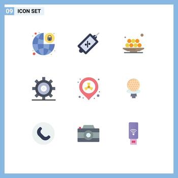 grupo de 9 colores planos modernos establecidos para programar el desarrollo del diseño de alimentos elementos de diseño vectorial editables de ramadán vector