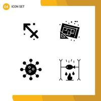 Pictogram Set of 4 Simple Solid Glyphs of astrology biochemistry greece map cell Editable Vector Design Elements