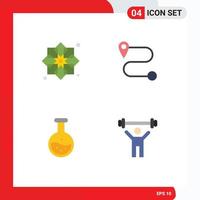 Group of 4 Flat Icons Signs and Symbols for ribbon test fabric tube fitness Editable Vector Design Elements